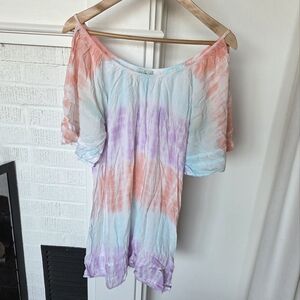 Lani Lau Hawaiian Tie Dye Swimsuit Cold Shoulder Coverup One Size